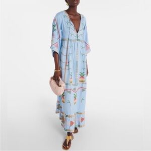 FARM Rio Women’s Embroidered Pineapple linen-blend Maxi Dress, XL, NWT $345